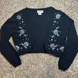 Black and Silver Beaded Jewel Cardigan Guess Embroider S/P Feminine Y2K